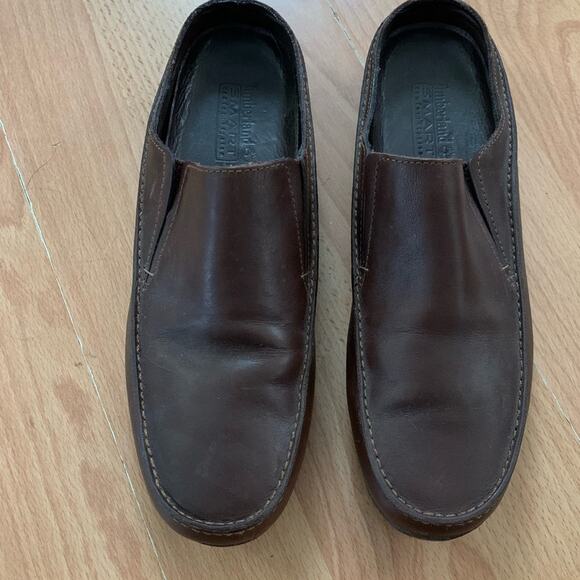 Timberland Brown Leather Smart Comfort System Driving Mules Women's Size 7M - Picture 3 of 9